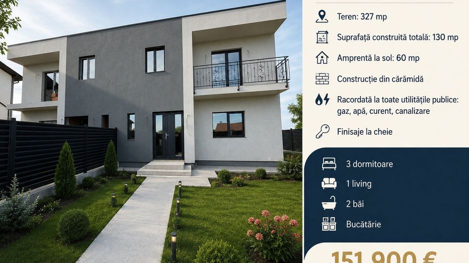 VILĂ P+1E tip DUPLEX și teren 327 mp, VASLUI zona KAUFLAND; - Poză 1