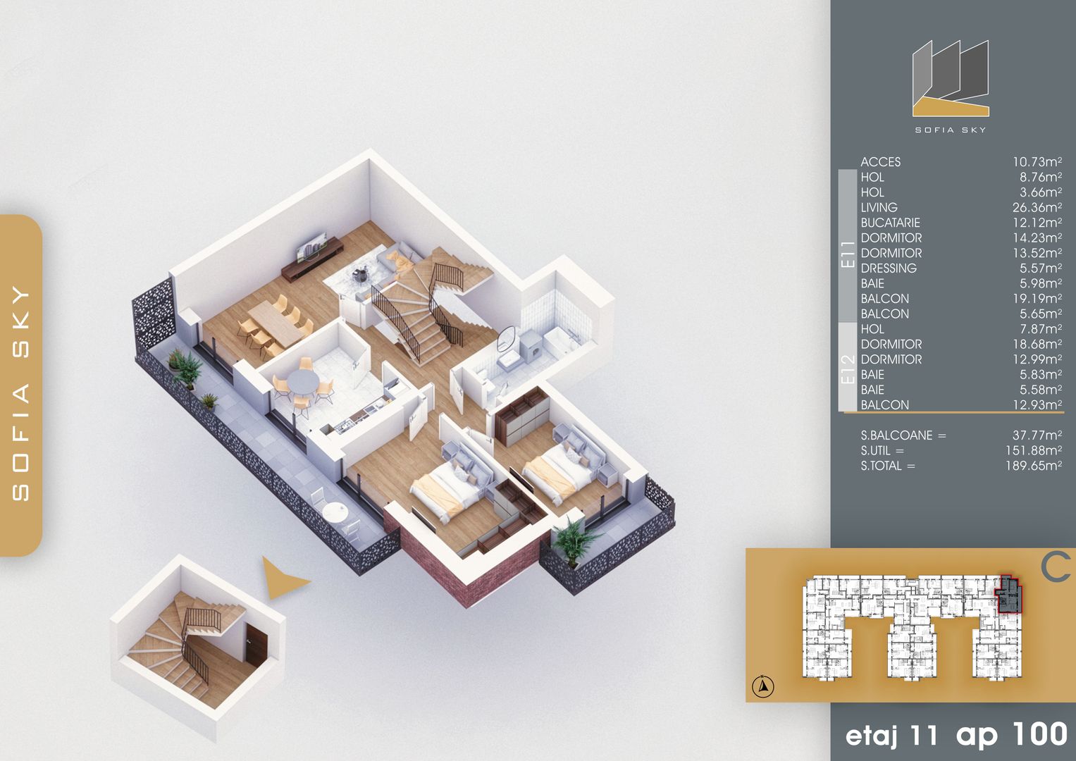 5 camere Duplex cu dressing si 3 balcoane 7 minute M Nicolae Teclu Pallady - Schiță 12