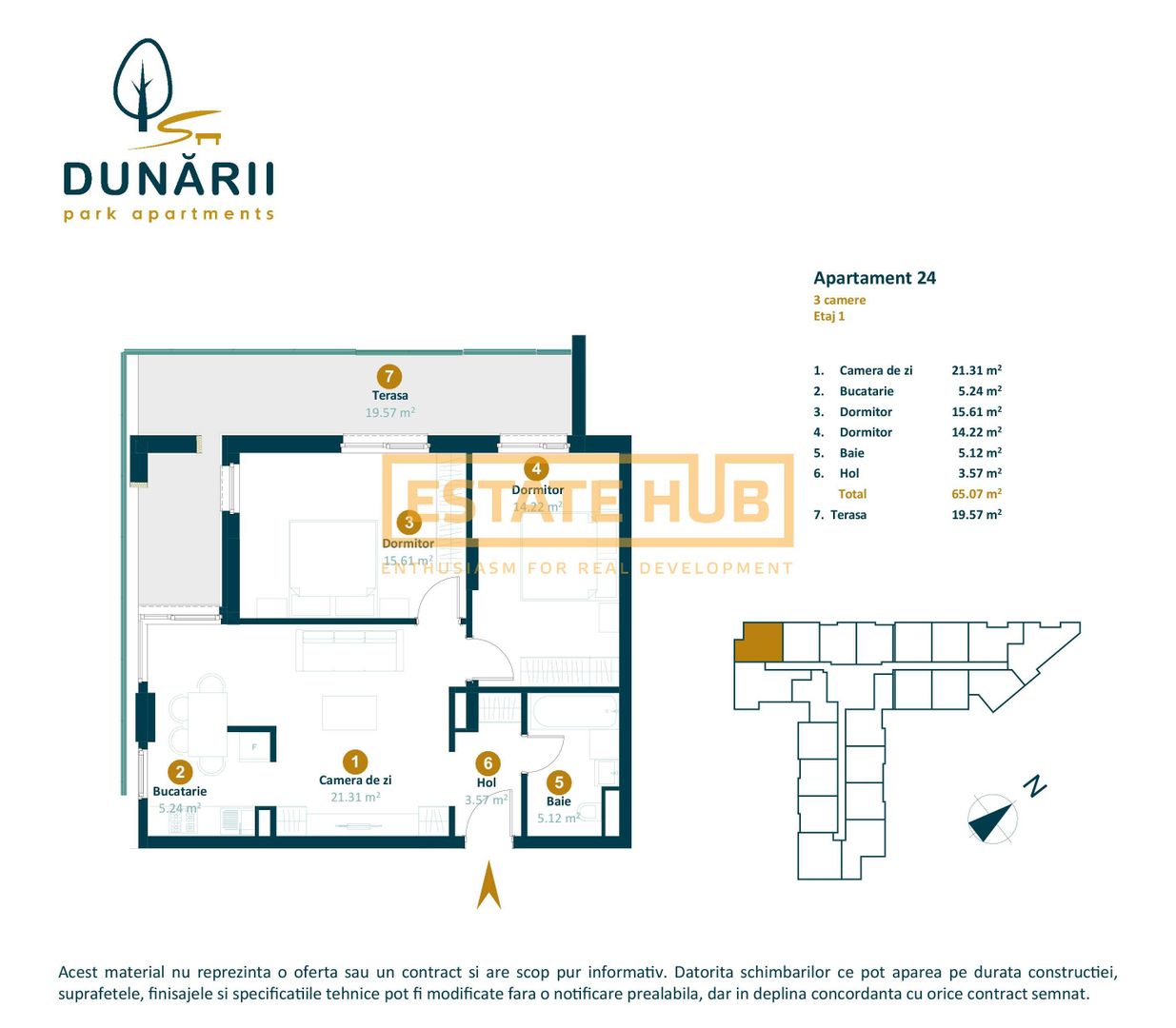 Apartament 3 camere cu CF direct de la dezvoltator strada Dunarii - Poză 2