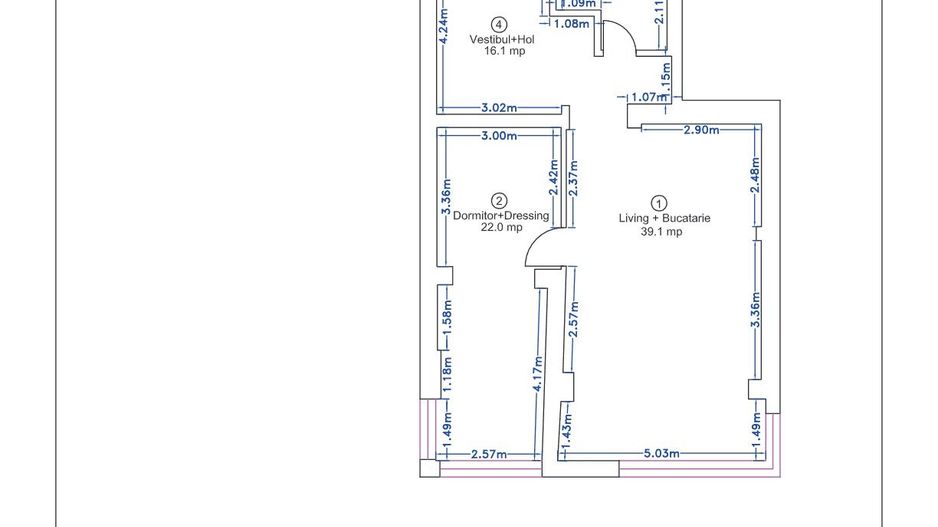 Apartament 2 camere complet renovat | Design modern | 83 mp utili - Schiță 11