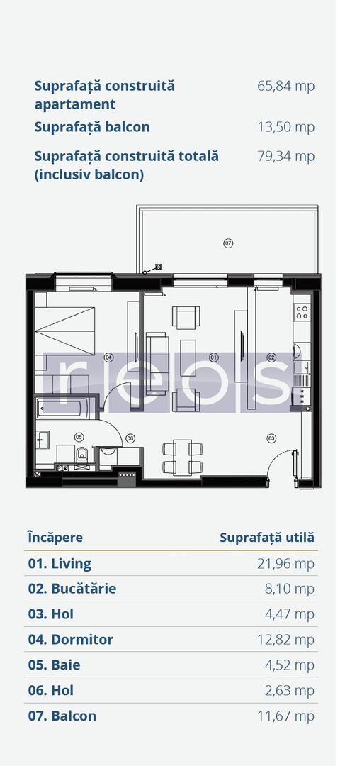 APARTAMENT 2 CAMERE | FLOREASCA | 66MP - Poză 12