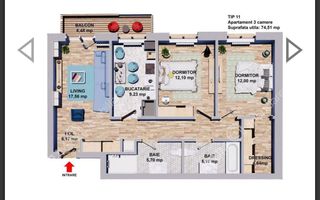 Apartament 3 camere de lux, 75 mp, Selimbar - Poză 11