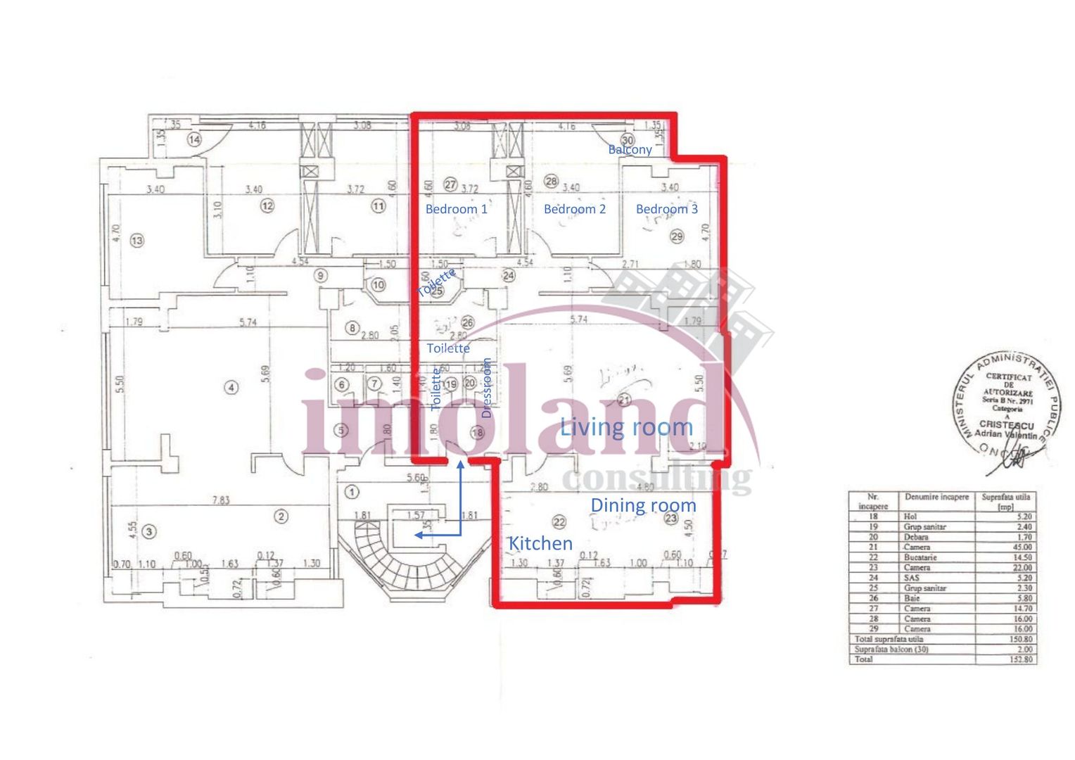 Apartament 5 cam 153 mp 2 locuri parcare bloc boutique Charles de Gaulle - Poză 12