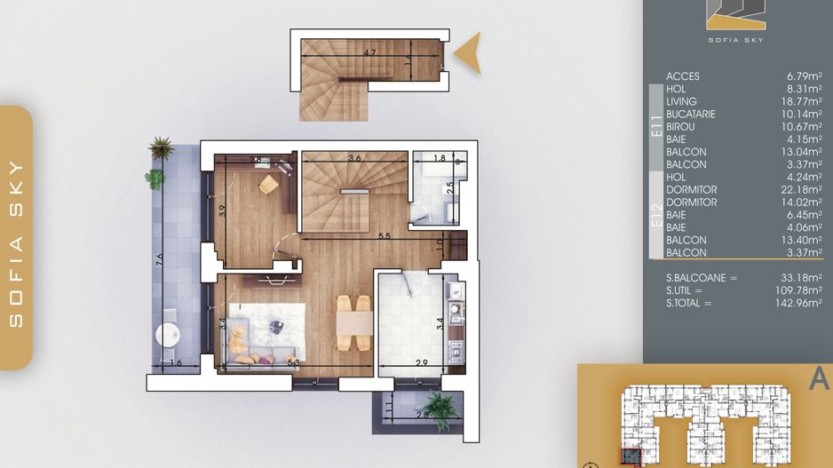 4 camere  duplex -  langa  Metrou Nicolae Teclu - Schiță 12