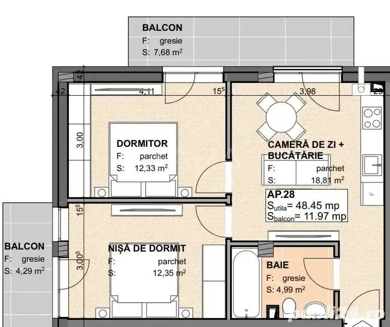 Apartament cu 3 camere - Complex nou Apahida - Poză 1