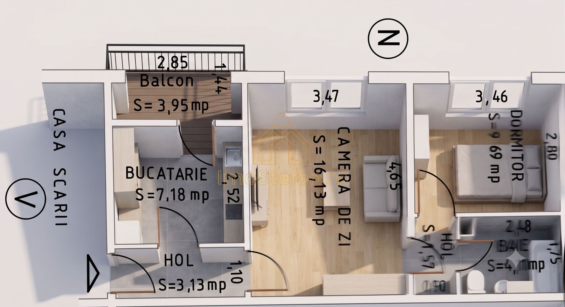 LOC DE PARCARE INCLUS Apartament 2 Camere Poarta 6 Lângă Liceul Blaga - Poză 11