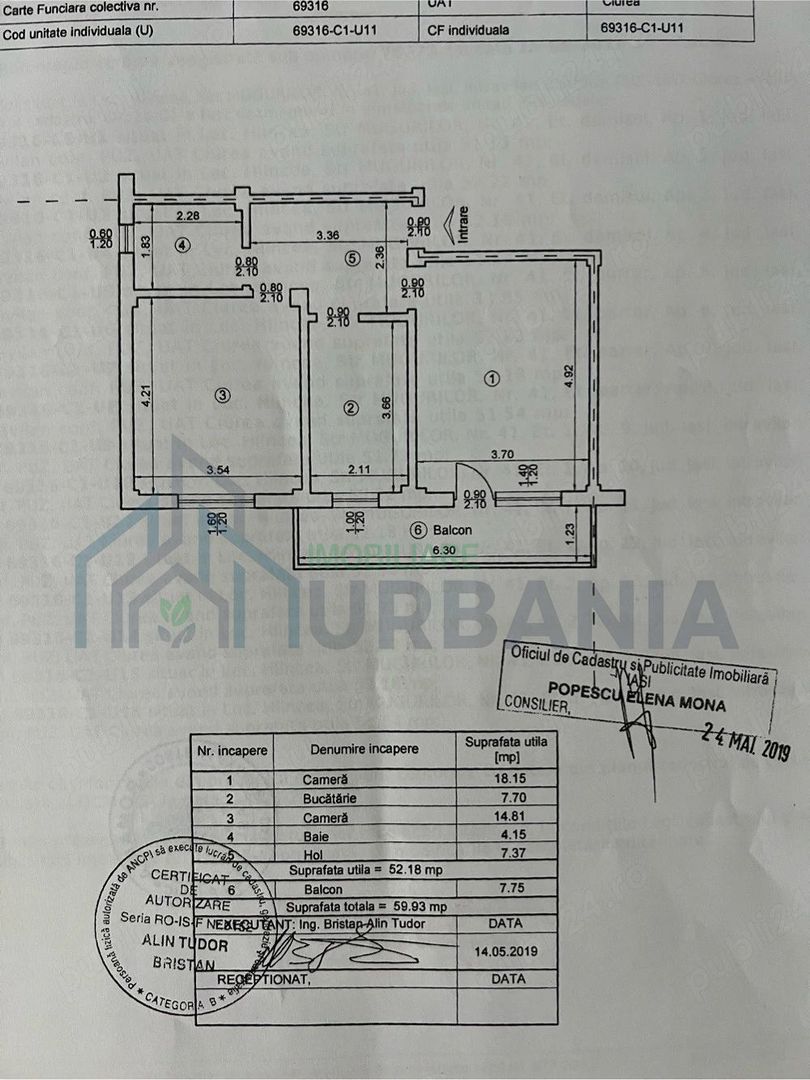 Apartament cu 2 camere, 59,93 mp, etaj 1, loc de parcare, Hlincea, Iași - Poză 4