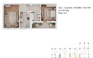 Apartamente 2 camere PLATINUM RESIDENCE Faza 3 - 2026 - Grand Arena - Schiță 26
