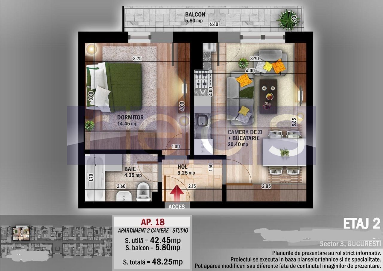 VANZARE APARTAMENT 2 CAMERE 48MP BLOC NOU TITAN PALLADY - Poză 7