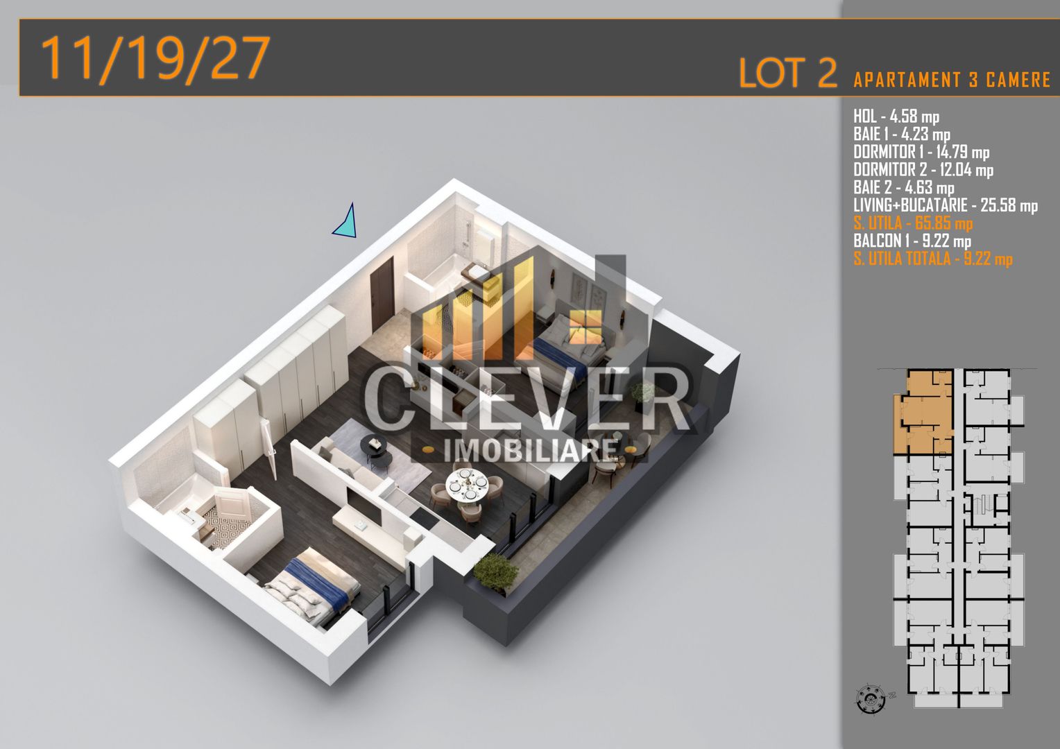 Apartament 3 camere | Balcon 10 mp | Theodor Pallady | metrou Teclu - Schiță 8