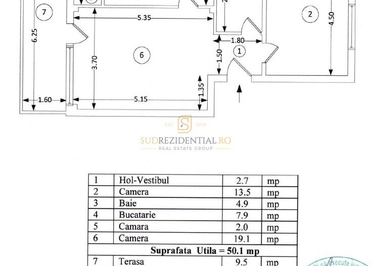 Apartament 2 Camere | 59,6 mp | Centrala Proprie | Mutare Imediată - Schiță 7