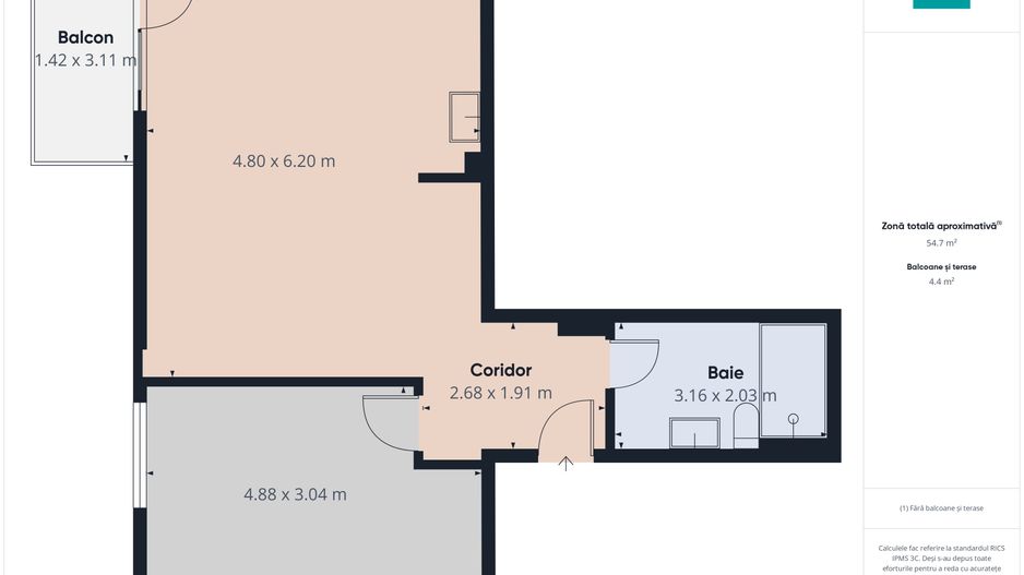 Apartament 2 camere, etaj 5, finisaje lux - Poză 6