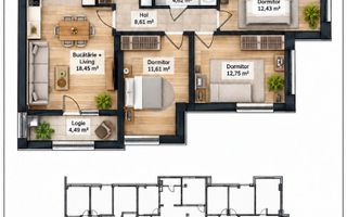 Vânzare, apartament, 3 camere, Strada Bisericii, Buiucani - Poză 7
