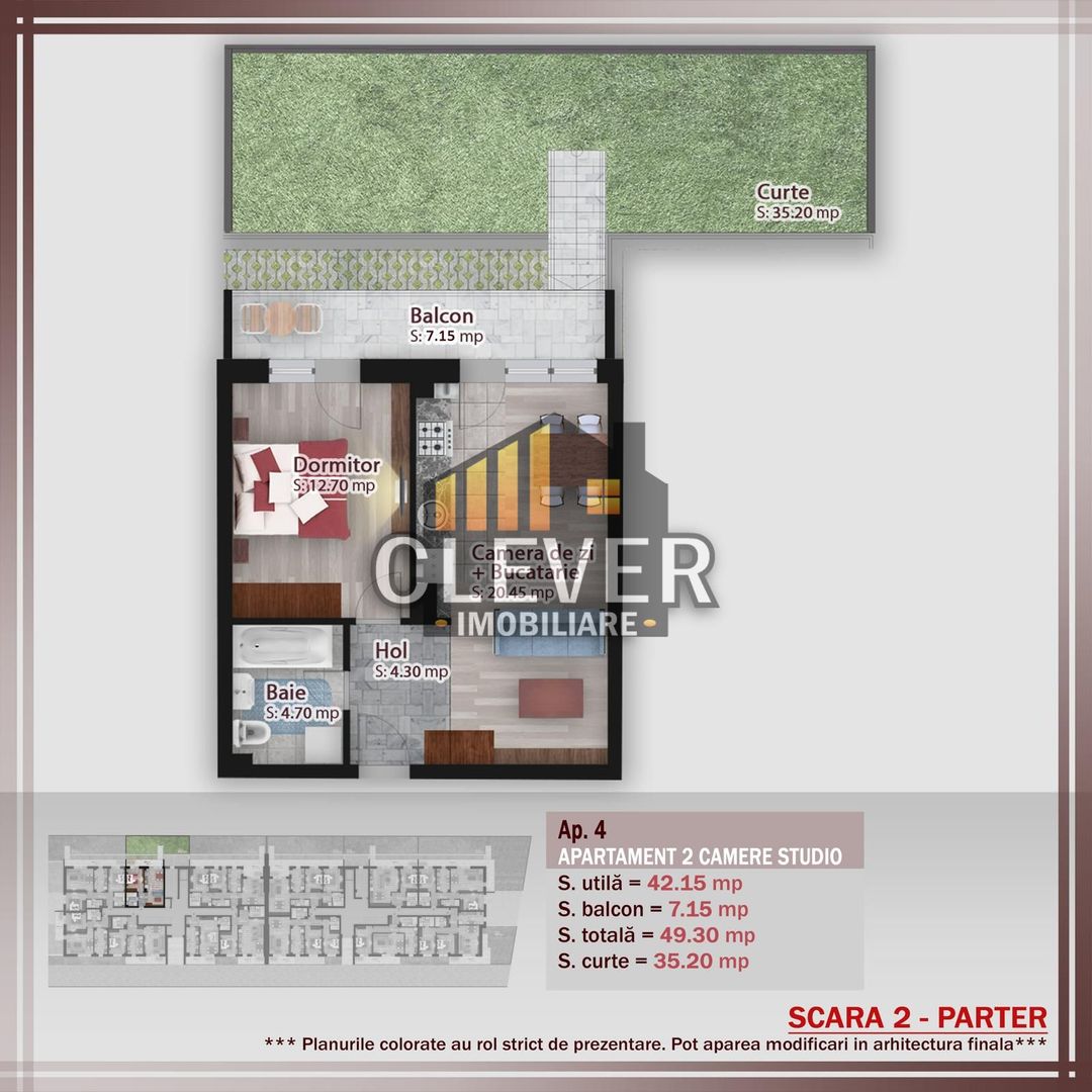 Apartament 2 camere cochet cu gradina proprie 35mp - Poză 1