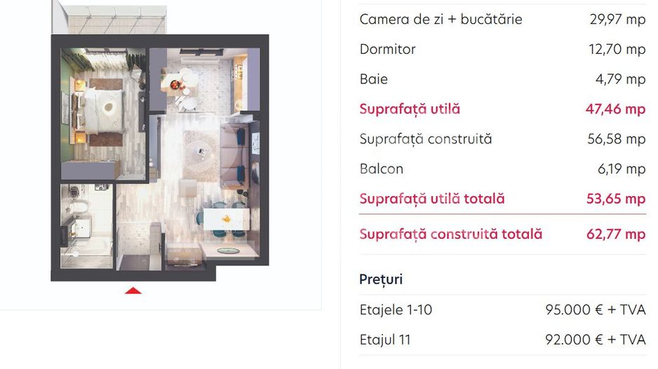 Vânzare, apartament, 2 camere tip 2C, Hils Brauner, București - Poză 2