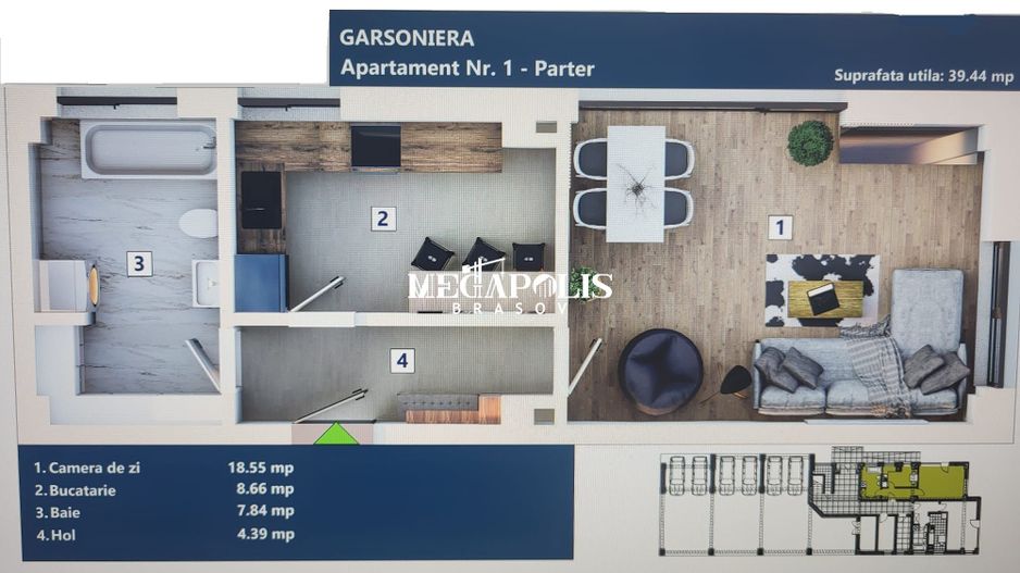 Garsoniera Finisata/ Brasov-Tractorul - Poză 2