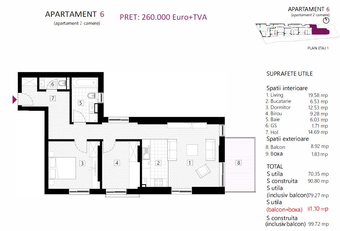 APARTAMENT 2 CAMERE+BIROU | PROIECT NOU | PREMIUM | STEFAN CEL MARE - Poză 9