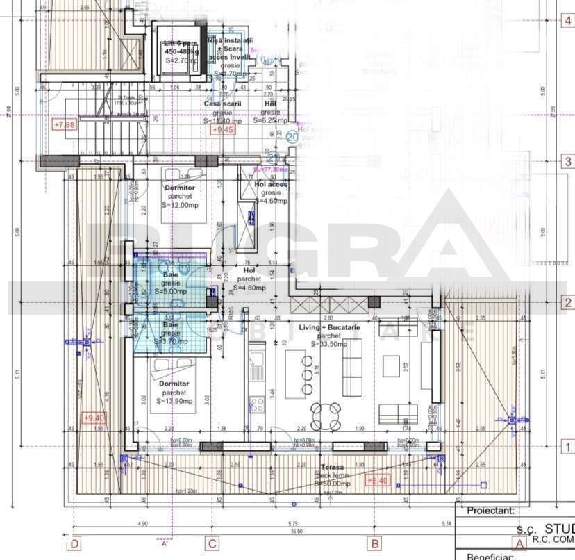 Apartament de 3 camere, 77mp + 50mp terasa, parcare, Baciu - Poză 16