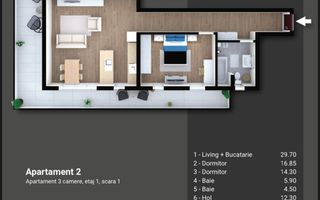 APARTAMENT DE LUX CU 3 CAMERE LA VANZARE LANGA SCOALA BRITANICA - Schiță 1