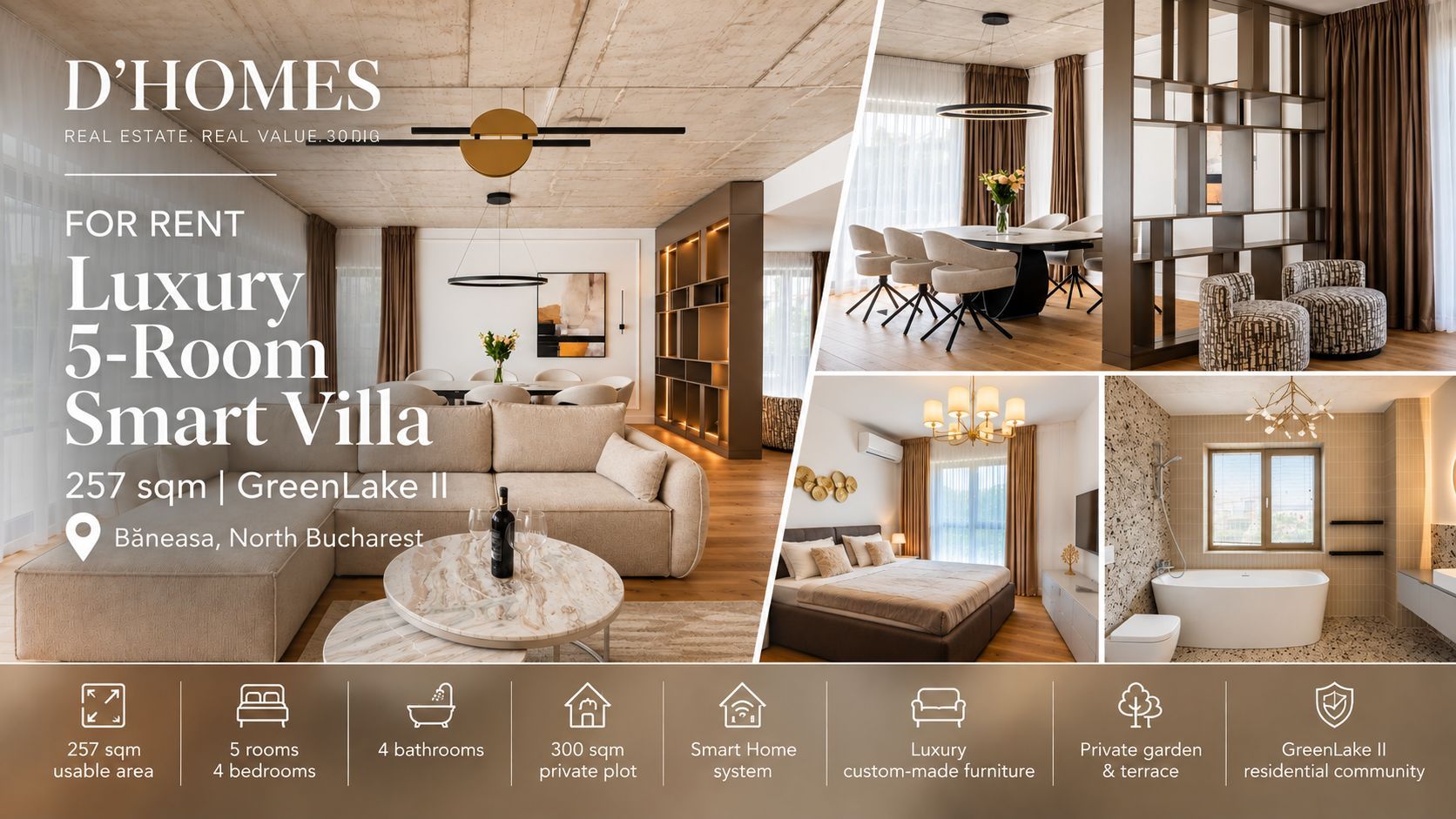 For Rent | Luxury 5-Room Smart Villa | 257 sqm | GreenLake II - Poză 1