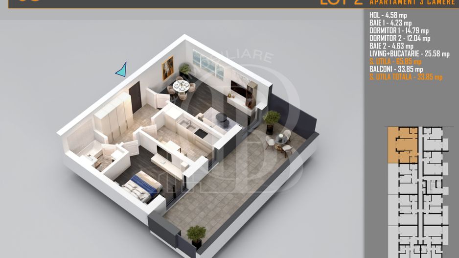 Apartament 3 camere Modern Titan Th. Pallady-Sector 3 - Schiță 2