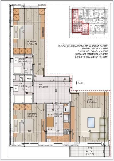 Apartament 3 camere decomandat premium, 2 băi, bloc nou, parcare, Pallady - Poză 2