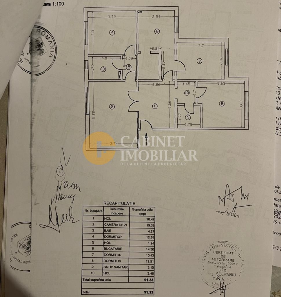 Moara de Foc Apartament 4 camere 92 mp - Schiță 1