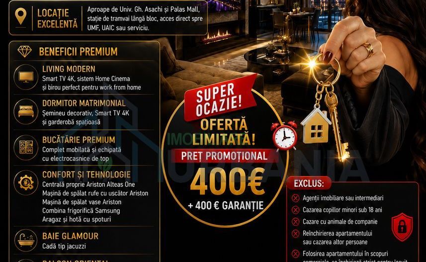 Apartament 2 camere de inchiriat, zona Podu Ros - Palas Mall Iasi - Poză 1
