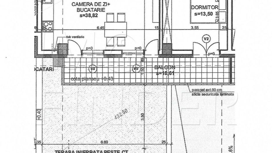 Comision 0 % - 2 camere A Muresanu,  61 mp utili + 35 mp terasa - Poză 3