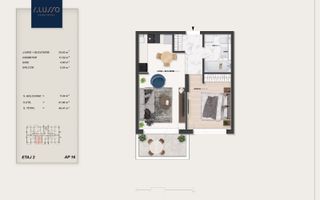 Studio 46 mp Total | Dormitor Separat | Bloc Nou P+3 | Pallady - Schiță 9