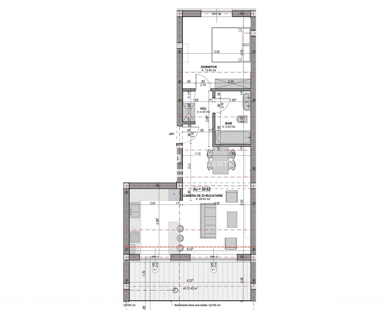 Apartament 2 camere 51 mp, zona Industrial Vest – Sibiu - Schiță 12