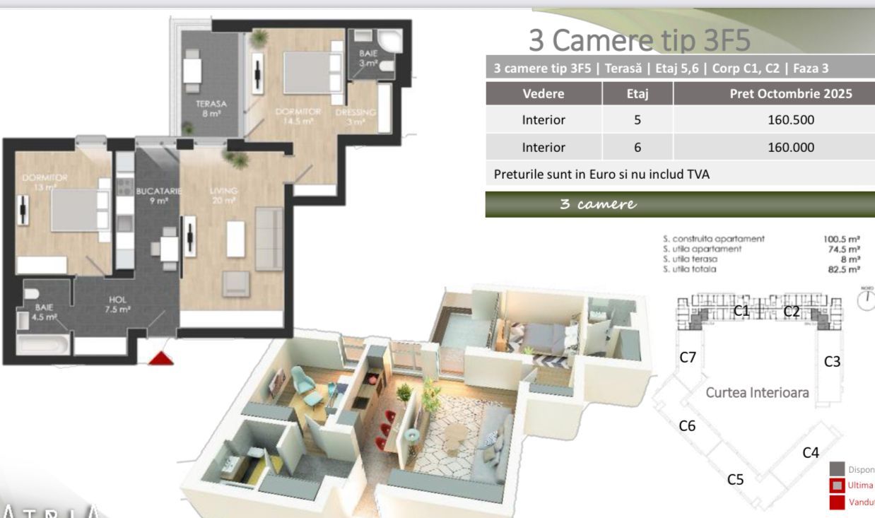 Apartament 3 camere spațios, amenajat, bloc nou, comision 0% - Poză 17