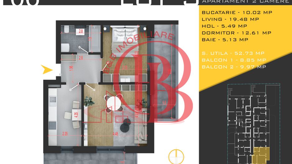 2 camere decomandat Titan Pallady  Metrou Nicolae Teclu - Schiță 10