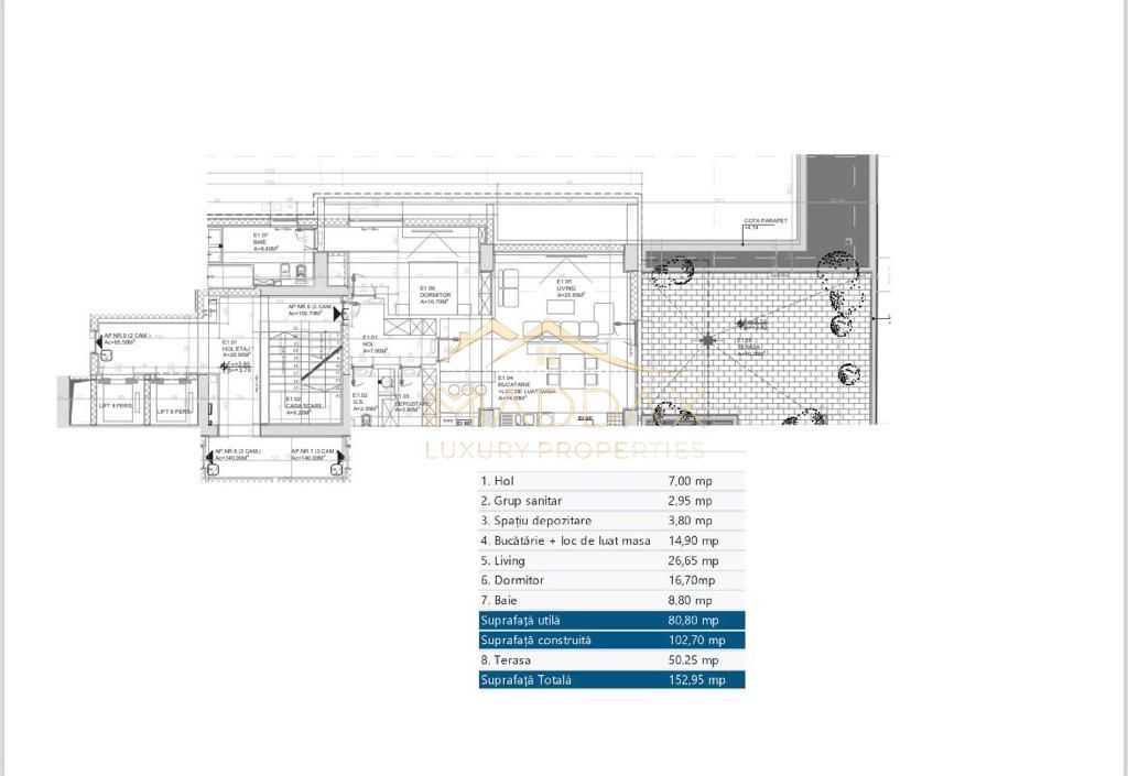 Apartament 2 camere Floreasca***102.7 mp//terasa 50 mp// Parcul Verdi - Schiță 24