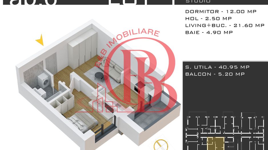 2 camere  -parcare inclusa -proiect nou -Pallady - Schiță 11
