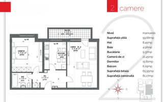 Apartament cu 2 camere, Oportunitate de investiție - Schiță 13