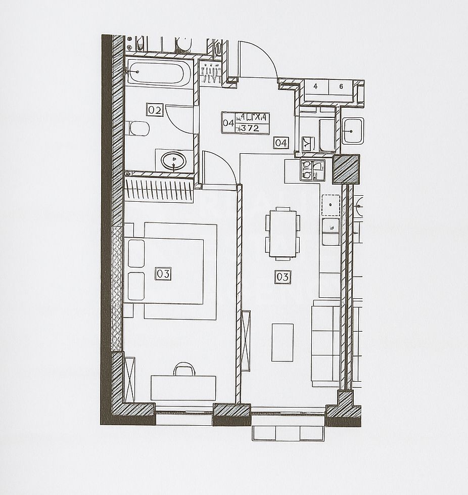 Vânzare, apartament, 2 camere, bul. Renașterii Naționale, Râșcani - Schiță 2