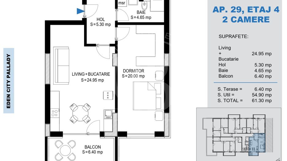 Apartament 2 camere Theodor Pallady Metrou Nicolae Teclu - Schiță 1