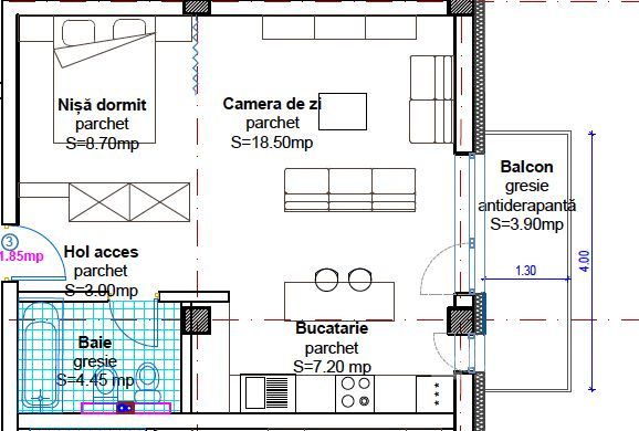 Apartament semifinisat cu parcare, in Baciu! - Schiță 1