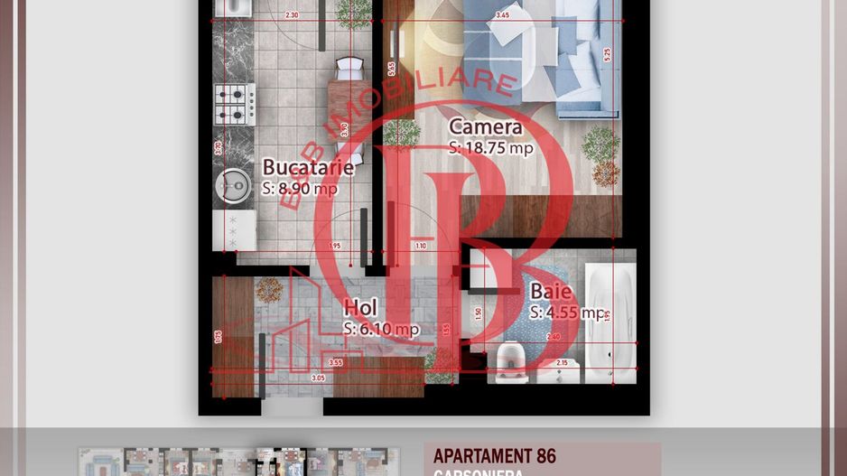 Garsoniera ideala pt  investitie Titan Pallady Metrou Nicolae Teclu - Schiță 2