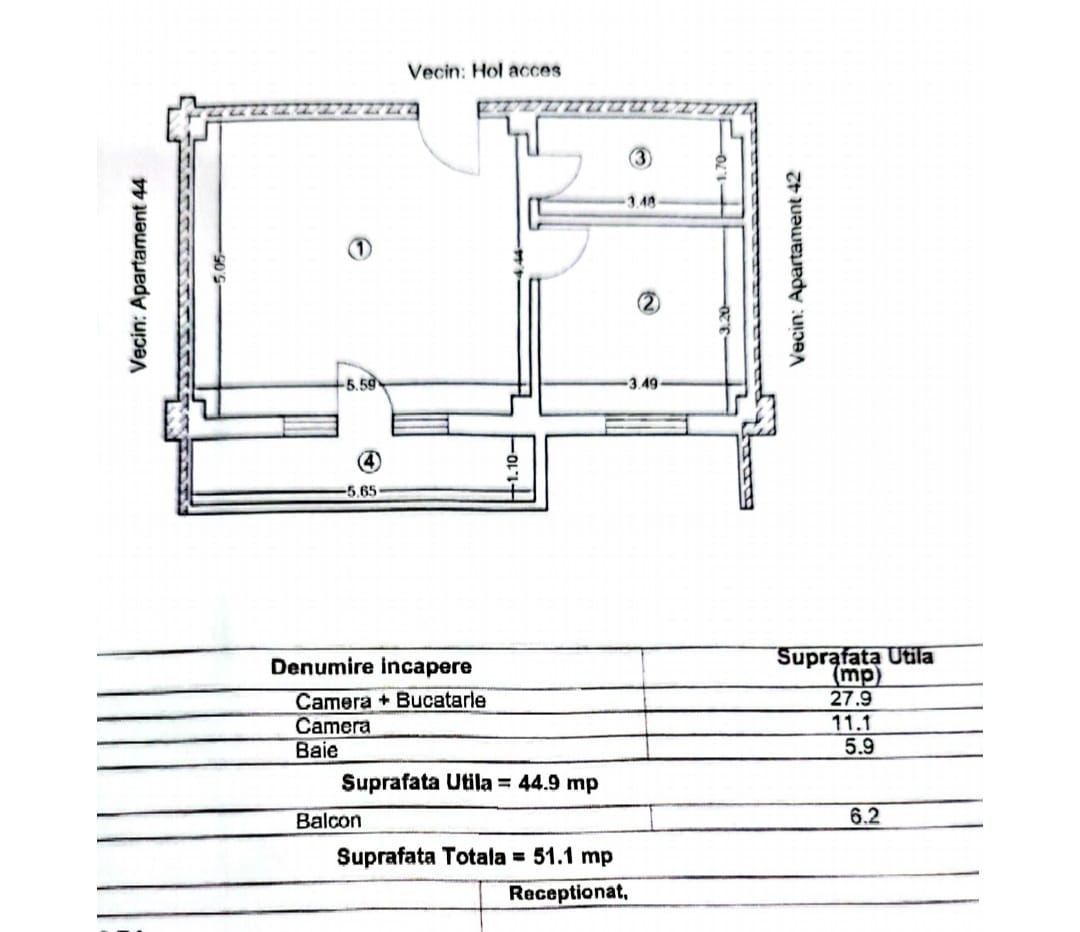 MAMAIA SAT - vizavi LIDL | 2 camere gata de mutare sau investitie - Schiță 2