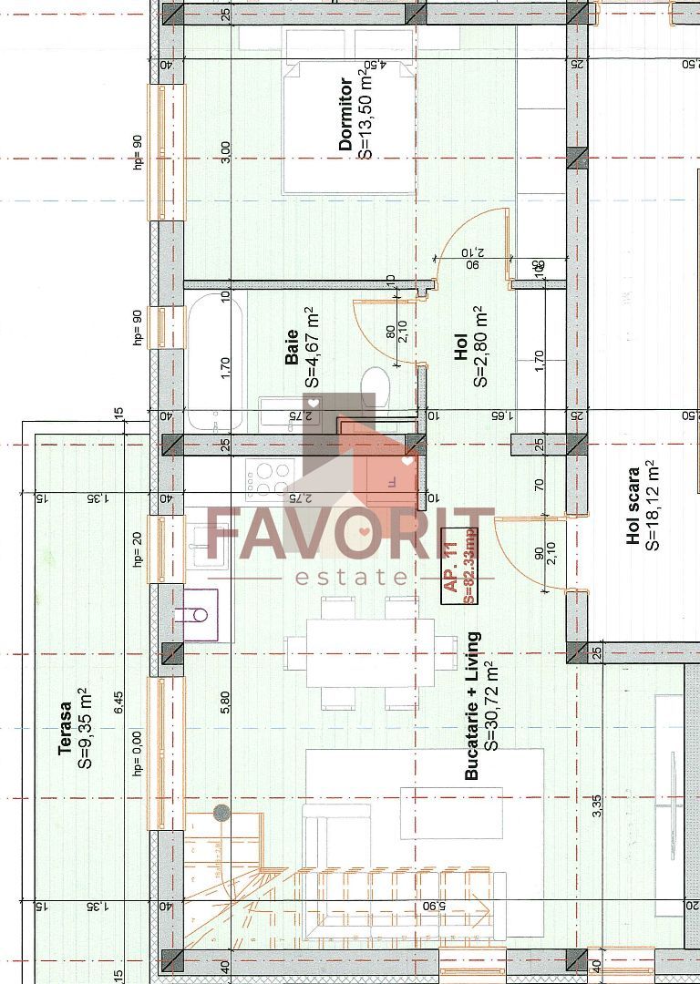 Apartament pe 2 nivele. Aproape de LIDL. Disponibil imediat - Schiță 17