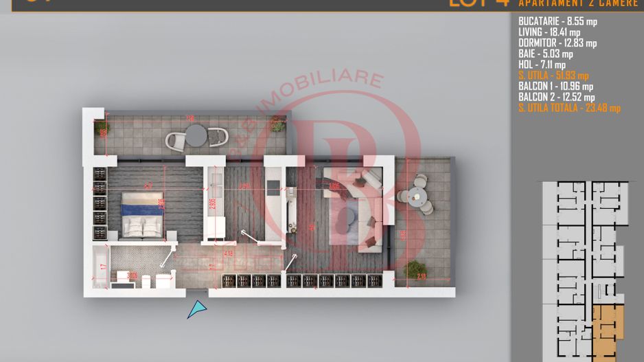Apartament 2 camere Theodor Pallady-Metrou Nicolae Teclu - Schiță 1