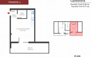 Garsoniera de vanzare, bloc nou, finisatala cheie, centrala termica individuala - Schiță 7