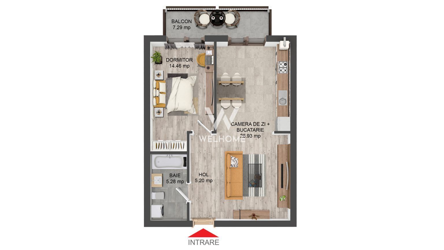 Apartament cu 2 camere, gradina si boxa, proiect nou  - Selimbar/Sibiu - Schiță 8