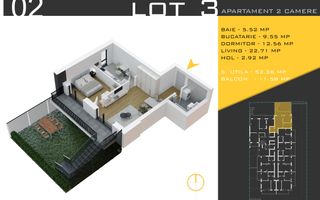 2 camere cu gradina Titan Pallady  Metrou Nicolae Teclu - Schiță 1