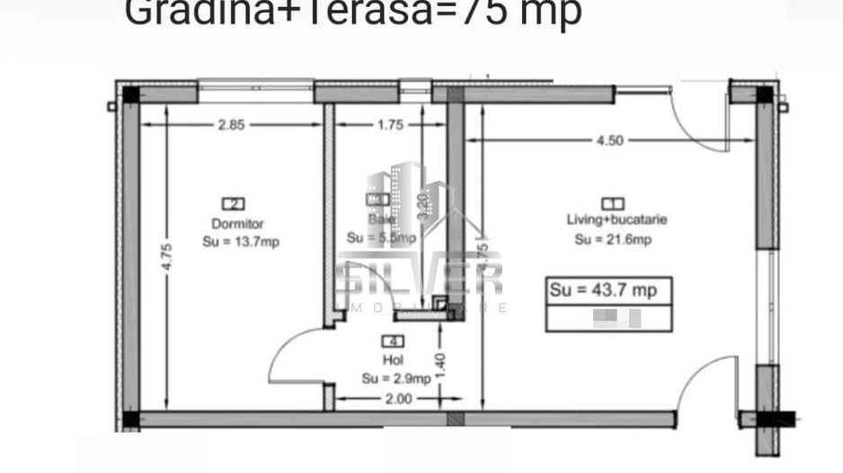 Apartament cu 2 camere/gradina 75 mp/zona Parc Poligon. - Poză 8