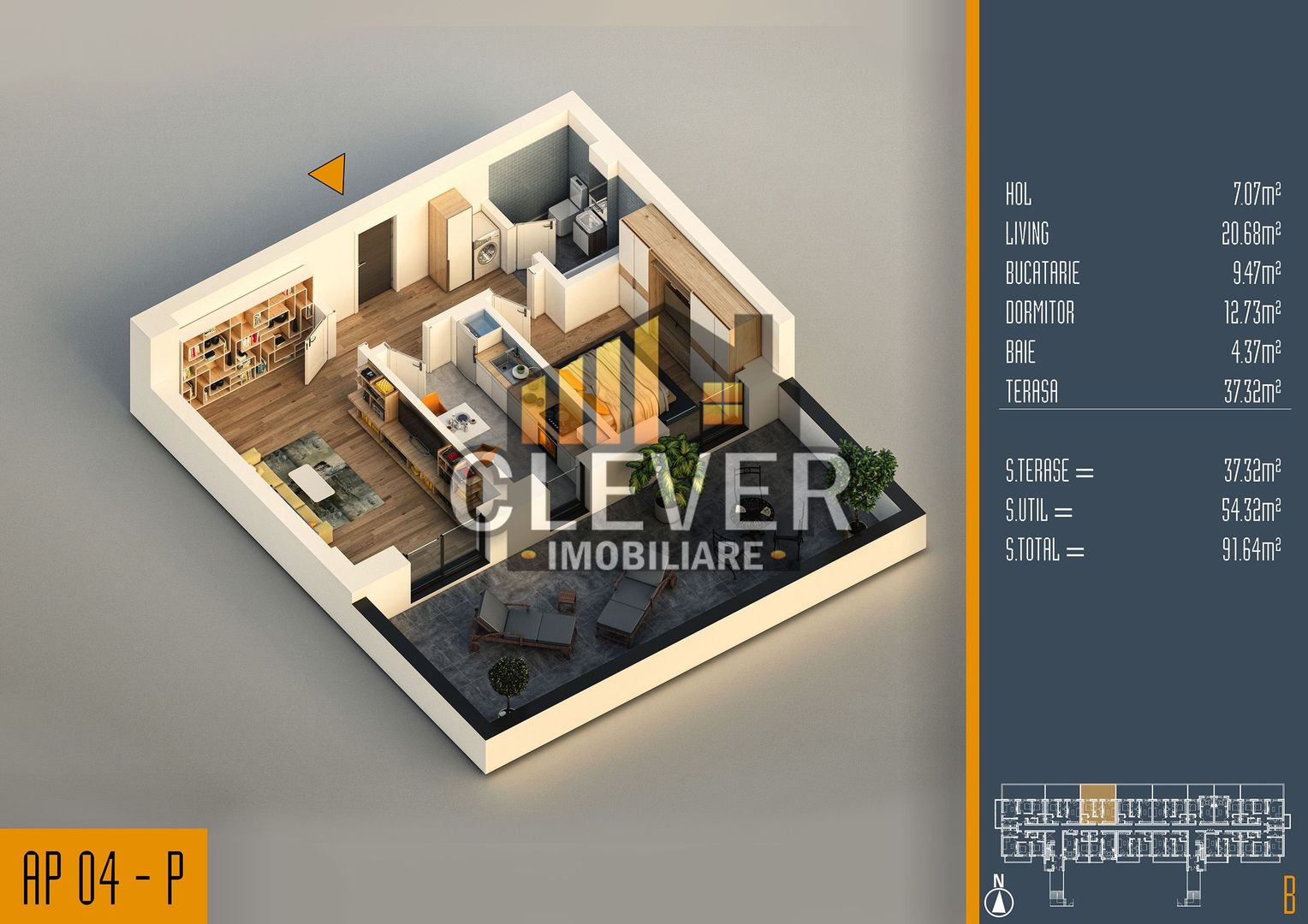 Apartament 2 camere decomandat cu terasă – Theodor Pallady - Schiță 11