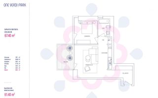 Apartament 2 camere de vanzare One Verdi Park - Schiță 9