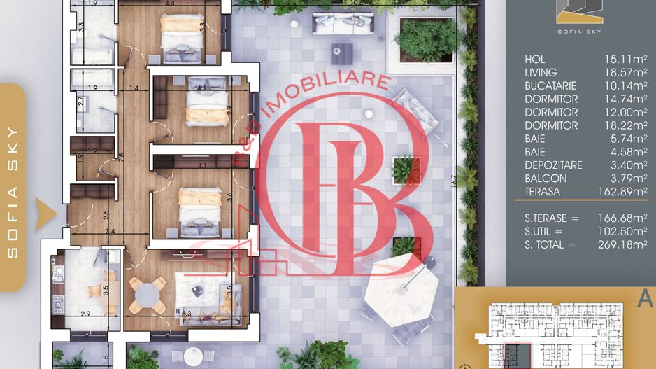 Mutare rapida 4 camere cu terasa 166mp-7min Metrou N. Teclu - Schiță 4